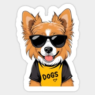 Cute Dog Smiling and Wearing Sunglasses Sticker